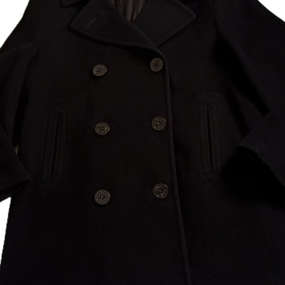 Talbots 100% Wool Black Double-Breasted Peacoat Women’s Size 10 Classic Coat - Picture 5 of 16